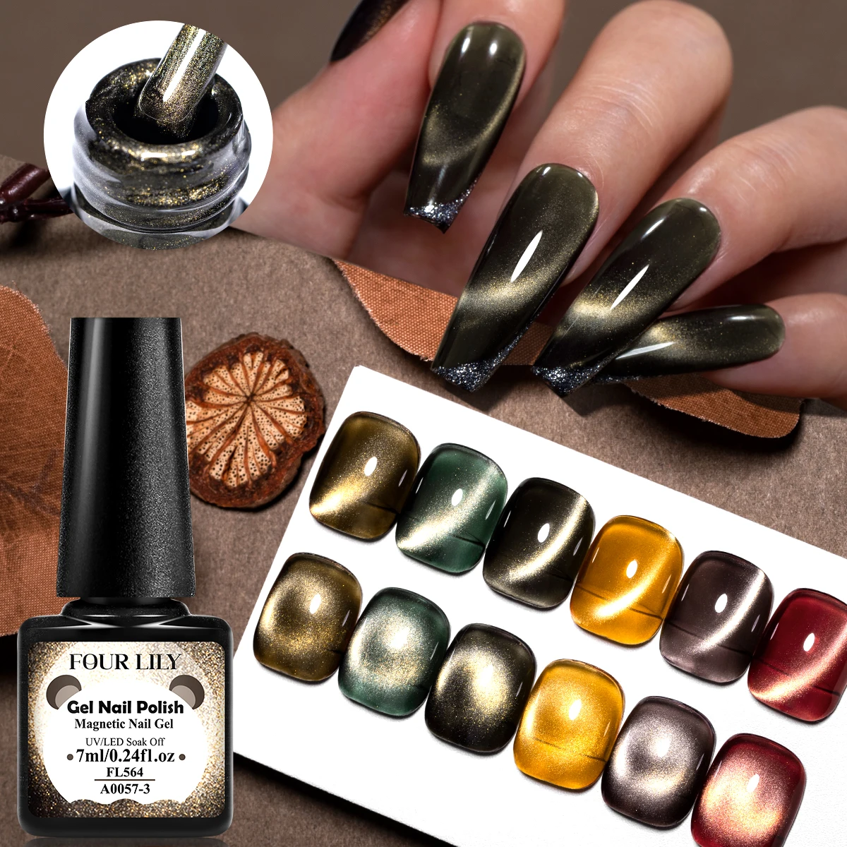 

7pc Golden Magnetic Nail Gel Polish Set 6 Colors Glitter Dark Golden Effect Nail Art Vernis Long Lasting Soak Off Manicure DIY