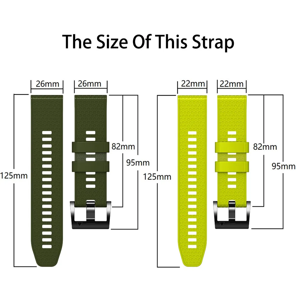 22/26mm 스포츠 실리콘 시계줄 (가민 Fenix 8 E 7 7X 6X 6 Pro 5 5X Plus/Tactix 8/Descent G2 G1/Enduro 2 3 QuickFit 호환)