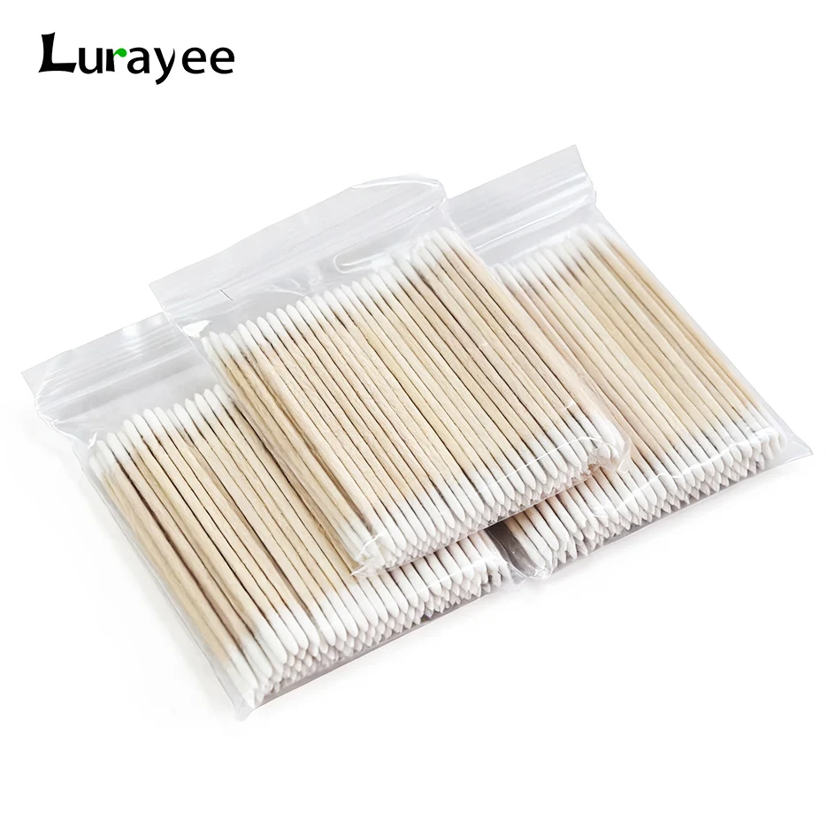 Microblading Cotton Swab with Wood Sticks Cotton Swabs Pointed Tip Dual-ended Cotton Tipped Applicator Makeup Remover(7mm)