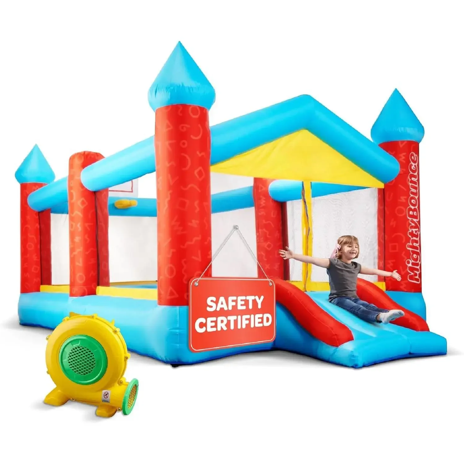 

W_Bouncy House - 16.8' x8.9' Ft Extra Large, Inflatable Bounce House for Kids and Adults - with Air Blower, Volleyball Net,