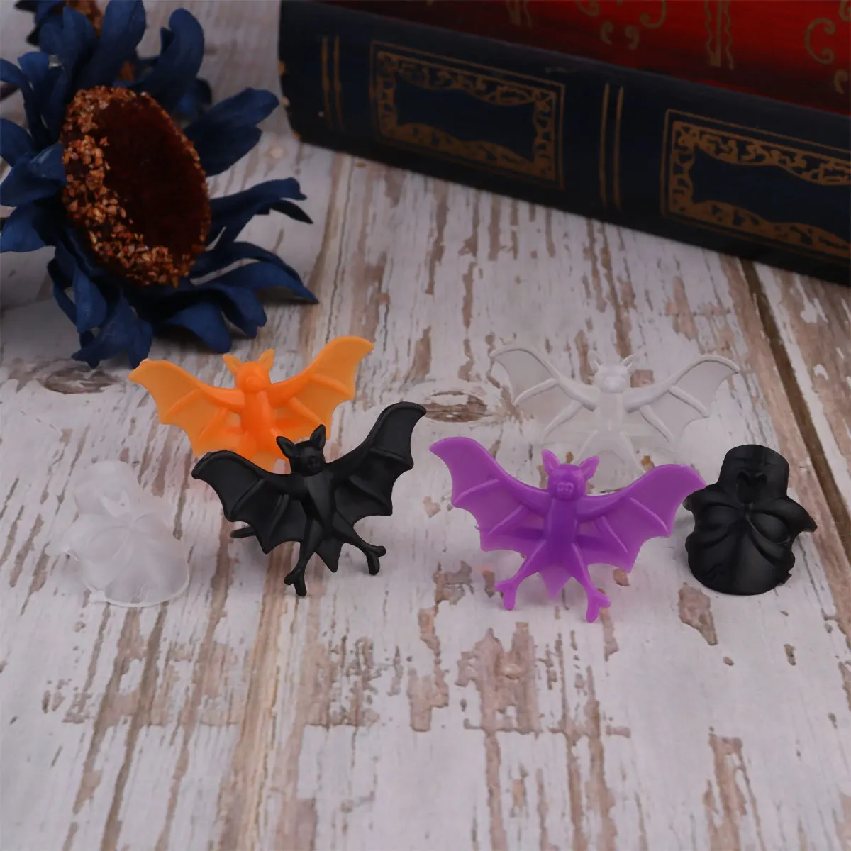 

50Pcs Colorful Plastic Halloween Finger Rings Party Decoration Cartoon Rings Prizes Birthday Gifts Finger Accessories