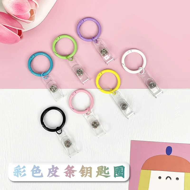 

Girls Cartoon Clear Badge Holder Portable Key Ring Staff Student Work ID Card Case Idol Photo Card Protector Sleeve