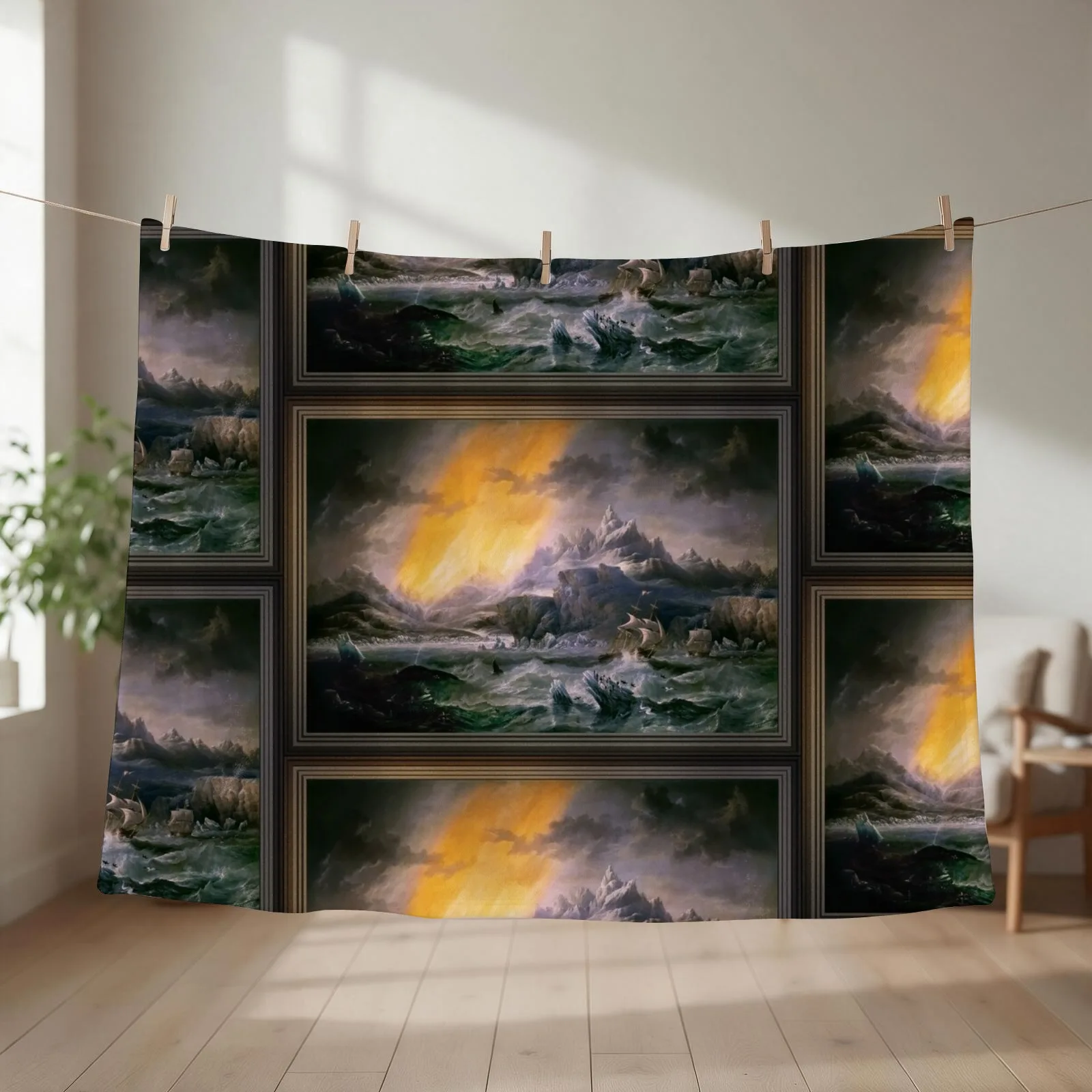 HMS Erebus and Terror in the Antarctic by James Wilson Carmichael Throw Blanket
