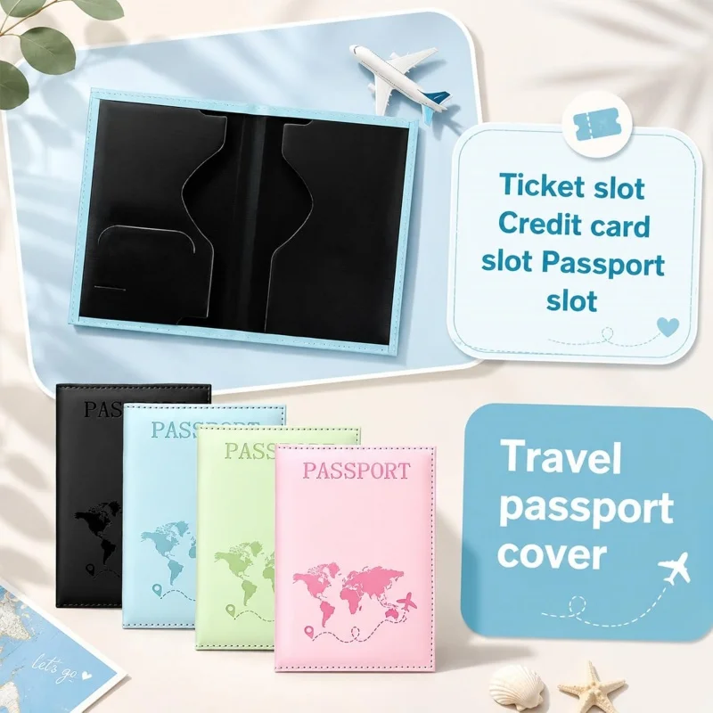 1pcs Passport Cover Passport Holder Bank Card Bag Protective Cover Travel Abroad Certificate Storage Bag Change Sorting Box