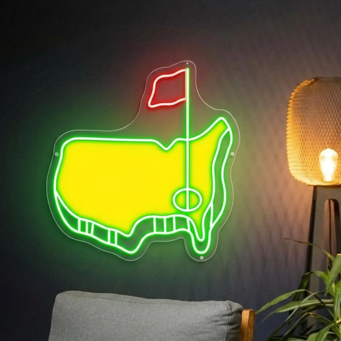 Golf Neon Sign, Masters Style Golf Neon Sign for Game Room Man Cave Decor