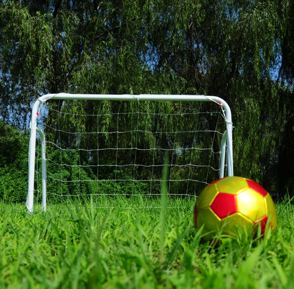 Mini porta de futebol portátil personalizada dobrável com estrutura de alumínio de 1,5 m
