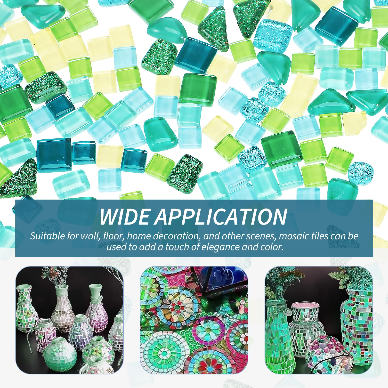 

2Packs Mosaic Tiles DIY Glass Pieces Variety Shapes Handmade Craft Patches Broken Glass for Home Decor Tiles for Crafts