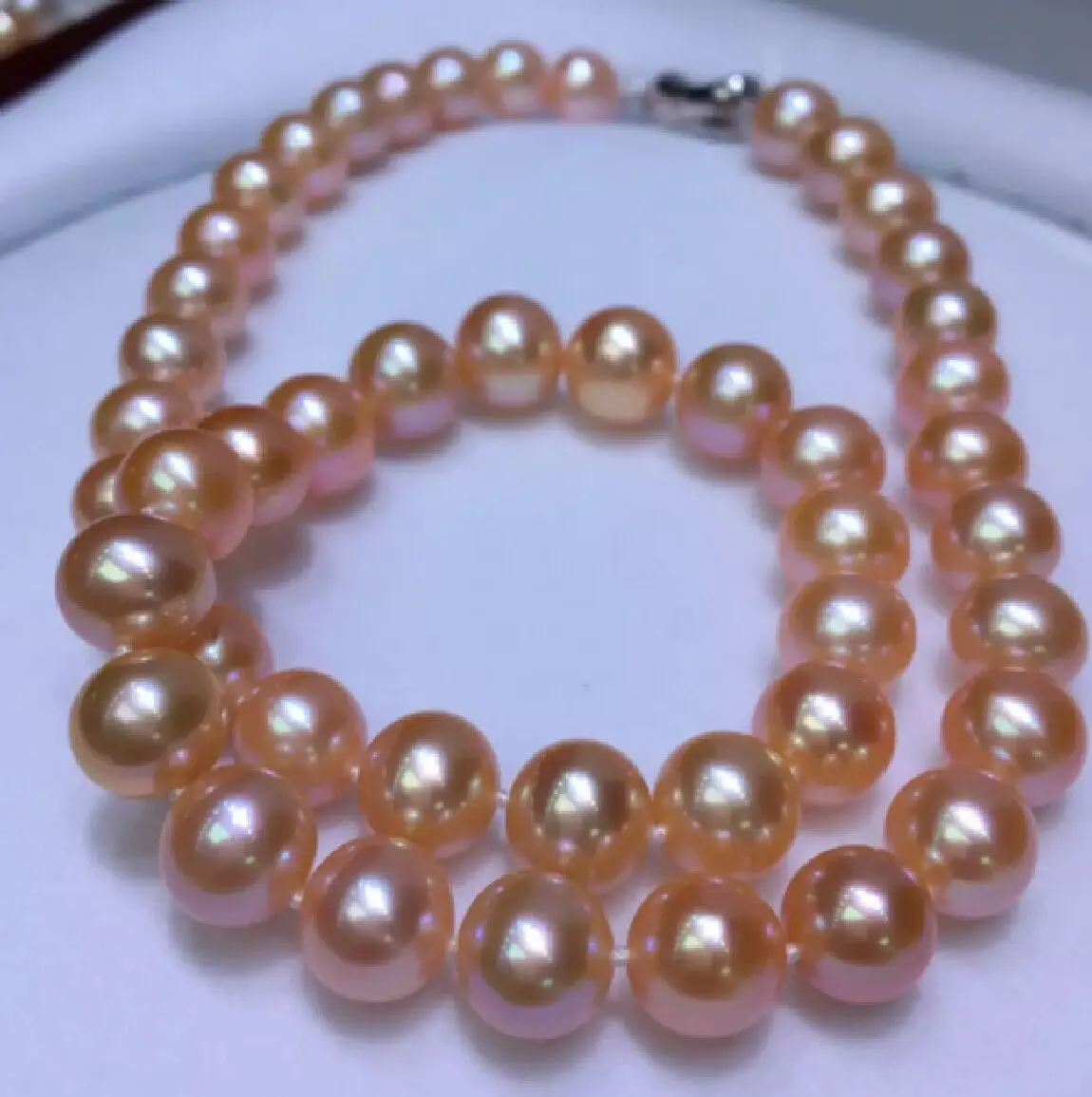 AAA 8-9-10mm Natural Round Authentic South China Sea Pink Pearl Necklace