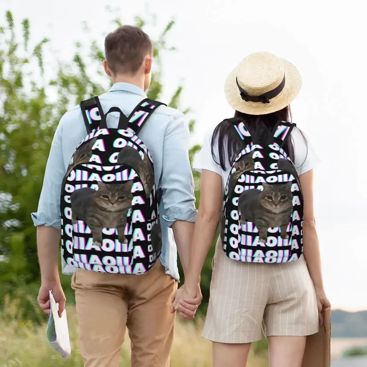 

OIIA OIIA Spinning Cat Meme Glitch Disco Backpack for Men Women Teenage Business Daypack Funny Trendy College Canvas Bags Sports