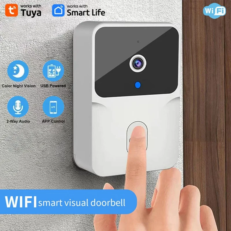 Tuya-timbre con cámara de visión nocturna, timbre con Video, Wifi, conversación bidireccional, Smart Life, seguridad para el hogar