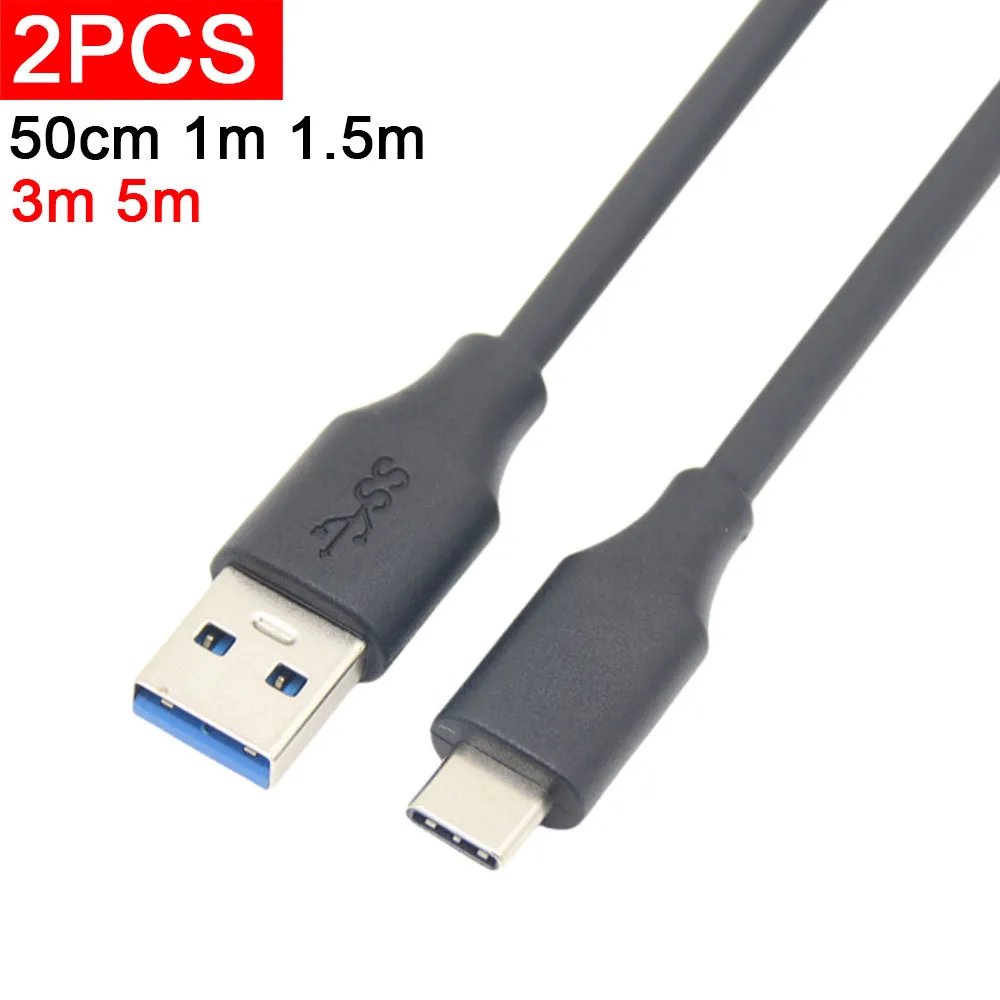 2pcs Type-C Data Cable USB3.2 Gen2 10Gbps Cable Cord USB 3.0 to Type C Connection Cable for Samsung T5 Mobile Solid State Drive