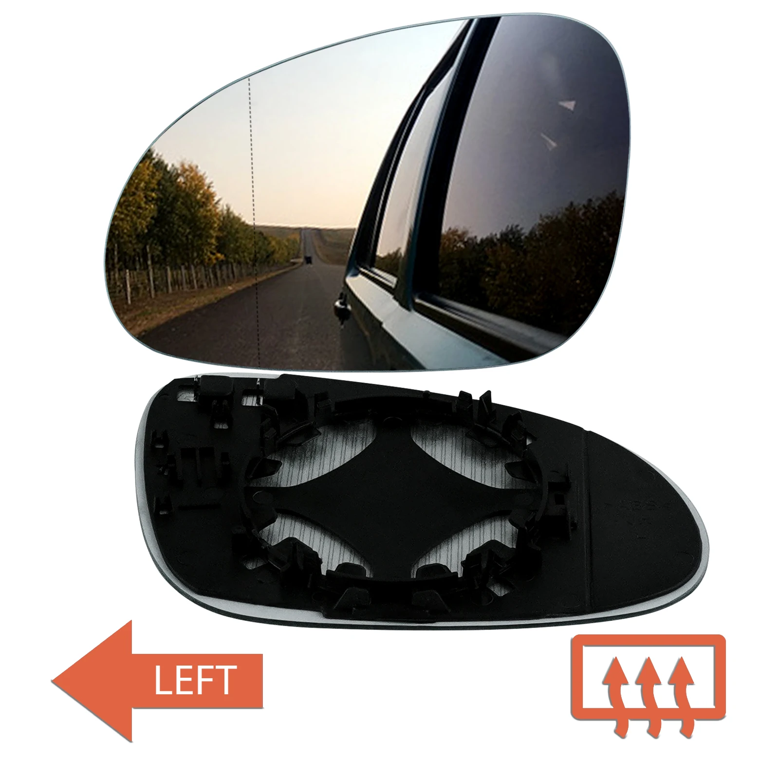 Left Hand Side Heated Wing Door Mirror Glass Convex For VW 2005-10 Passat B6 N/S