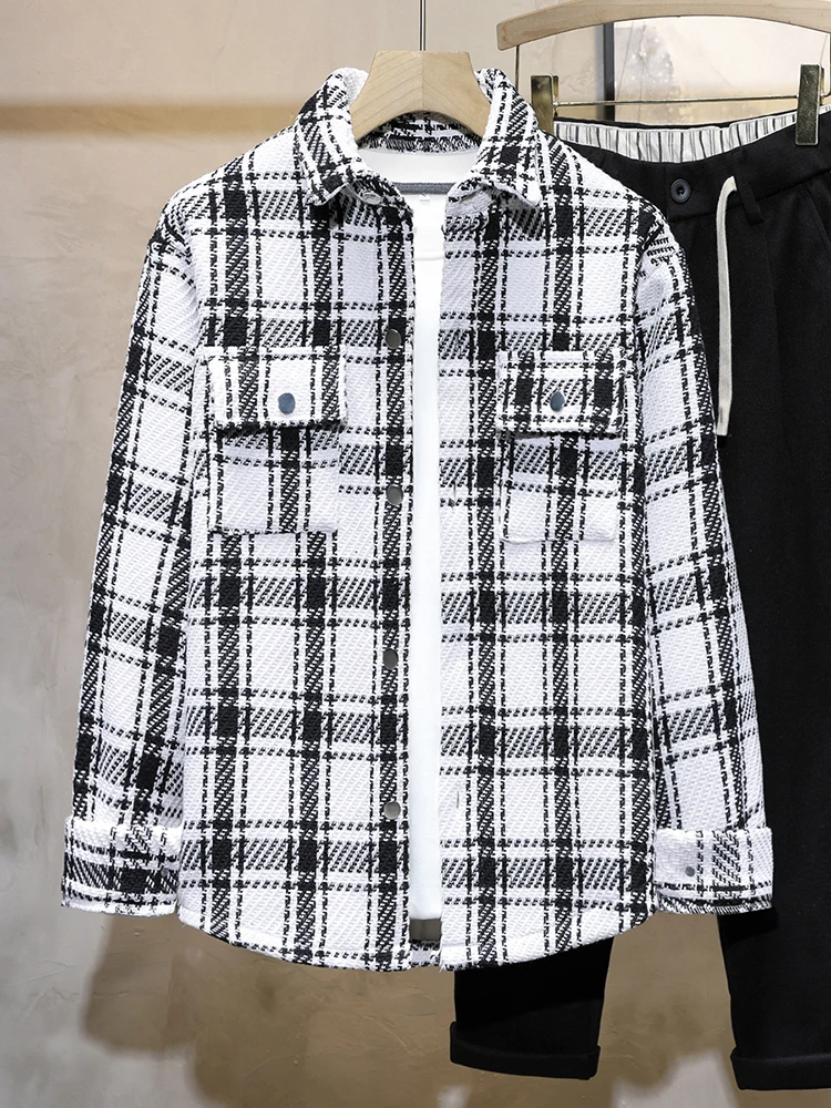 

Spring Autumn Men's Loose Cheered Jaet Youth Faion Classic Flap ket Long Sve Anti-Wrinkle Proced Outerwear