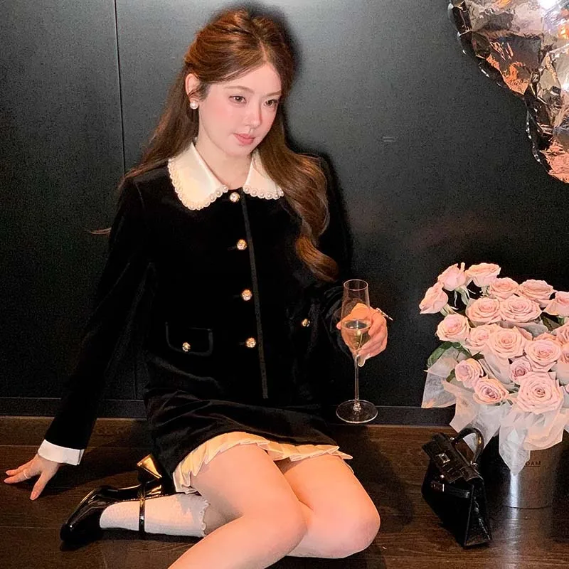 Miu Style Doll Collar Fragrance Wind Jacket And Pants Set Women's Fashion Autumn Collection Polyester Fiber Long Sleeve Suit