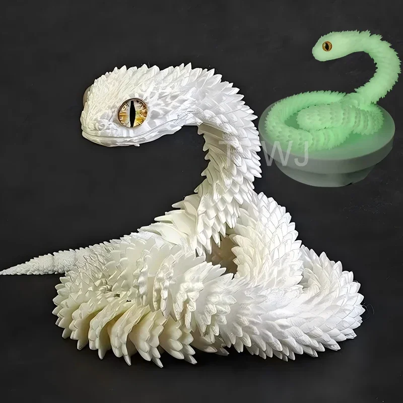 3D Printed Snake Movable Joint Toy Doll Simulation Snake Model Office Desktop Decoration Handicraft Toy for Children Gift