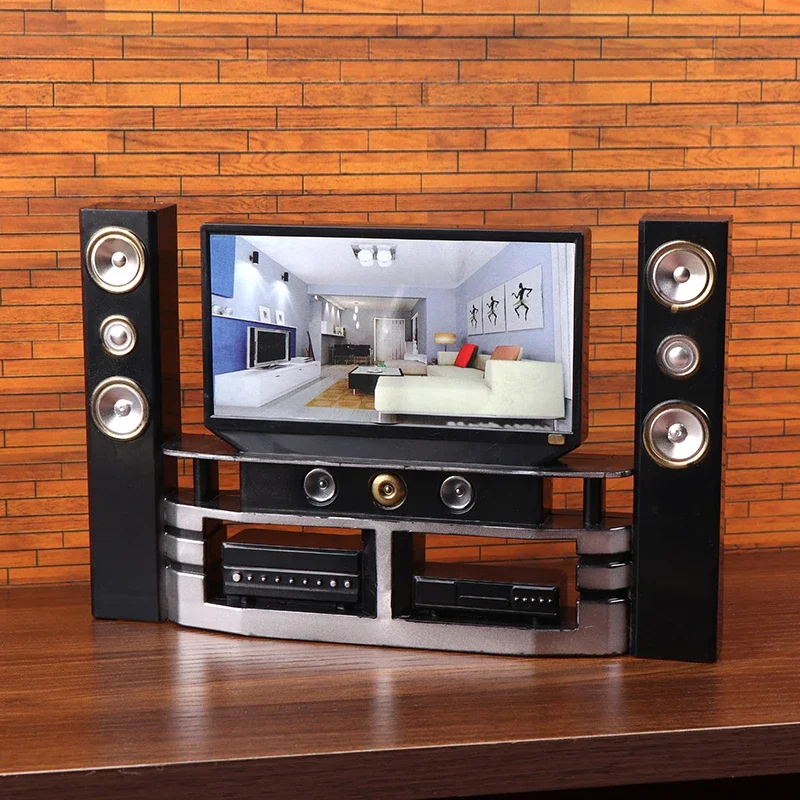 1/12 casa de bonecas mini tv áudio ornamento casa de bonecas sala estar móveis decoração casa bonecas micro cena decoração brinquedos