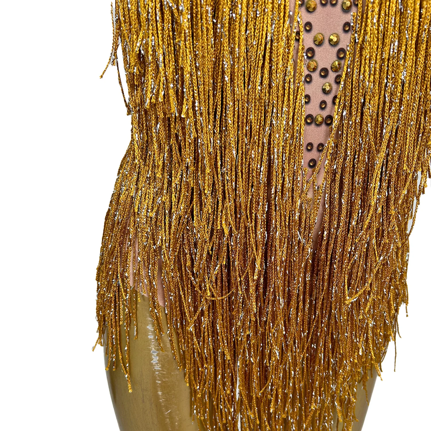 Body clásico brillante con borlas y diamantes de imitación para mujer, traje de gato Sexy sin mangas de LICRA para club nocturno, espectáculo de danza, traje de fiesta para escenario