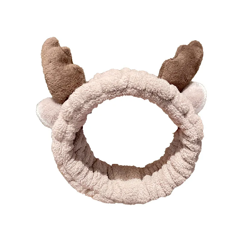 Wash Face Makeup Headwear Furry Headband Cute Elastic Holder Soft Warm Coral Fleece Bow Animal Ears Headband For Women Girls