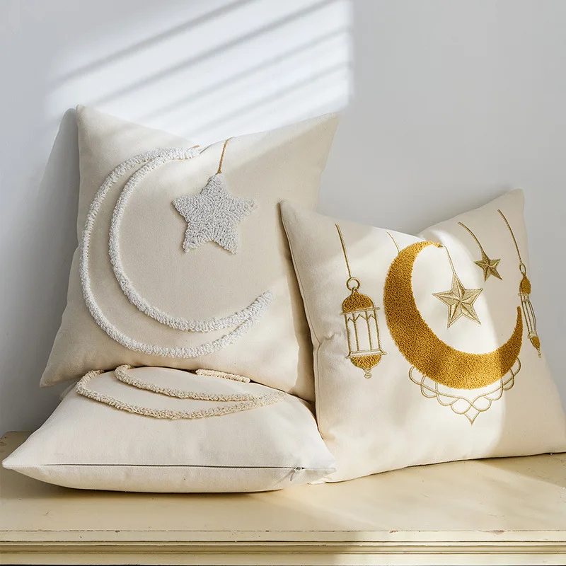 45x45cm Round Fleece Moon Festival Throw Pillowcase Cojines Cotton Linen Decoration Sofa Cushion Cover Headboard Pillowcases