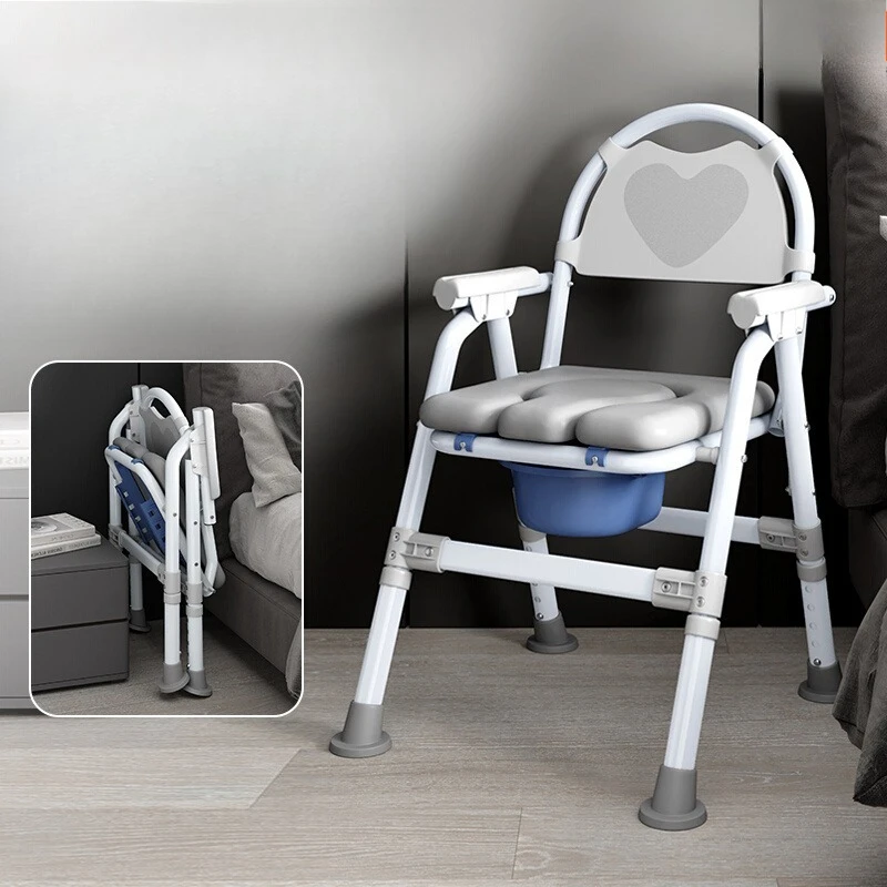 Lightweight Aluminum Commode Chair - Adjustable Bathtub Handrails Portable Bathing Stool & Elderly Mobility Toilet Aid‌