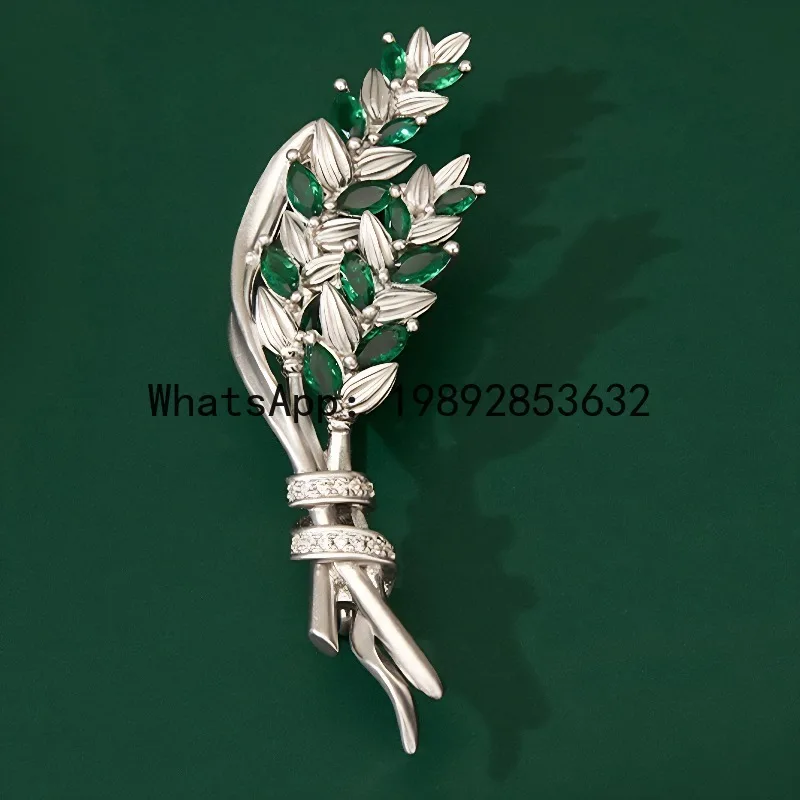 

PYJ sterling silver decorative silver inlaid zircon corsage clothing Seiko wheat ear brooch