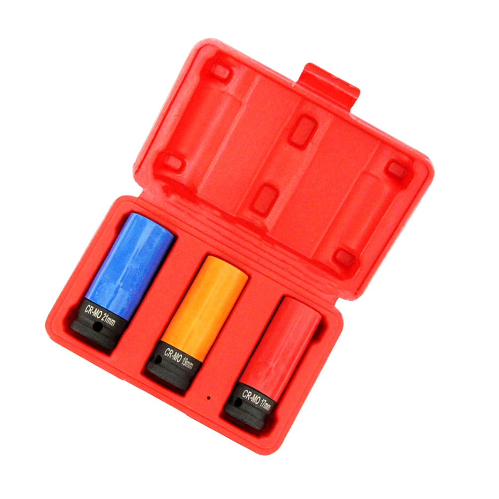 

3pcs Colored Sleeves Lightweight Wheel Nuts Car Wheels Metal Disassembly Tools Durable Professional Use Extended Reach