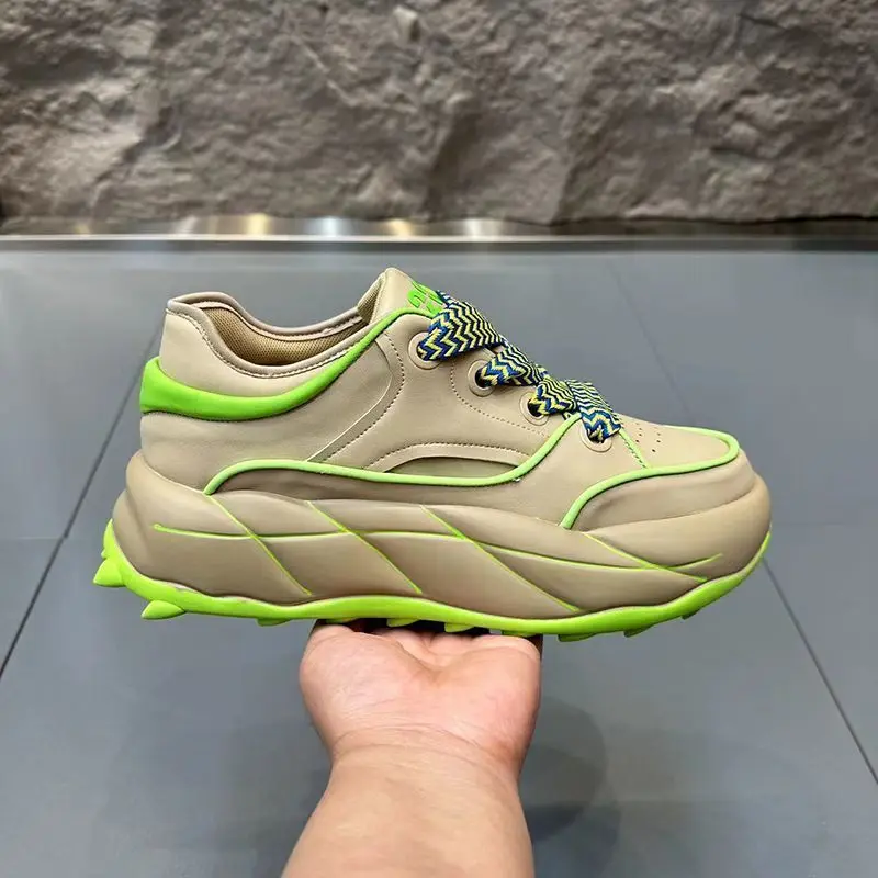 Spring 2024 New Height Increasing Lightweight Shock Absorption round Head Soft Bottom Comfortable Sports Casual Daddy Shoes Men