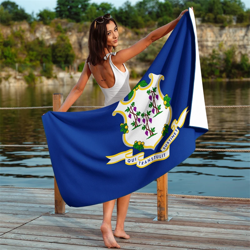 Gaslight Gatekeep Girlboss Connecticut Waffle Beach Towel 150cm x 75cm