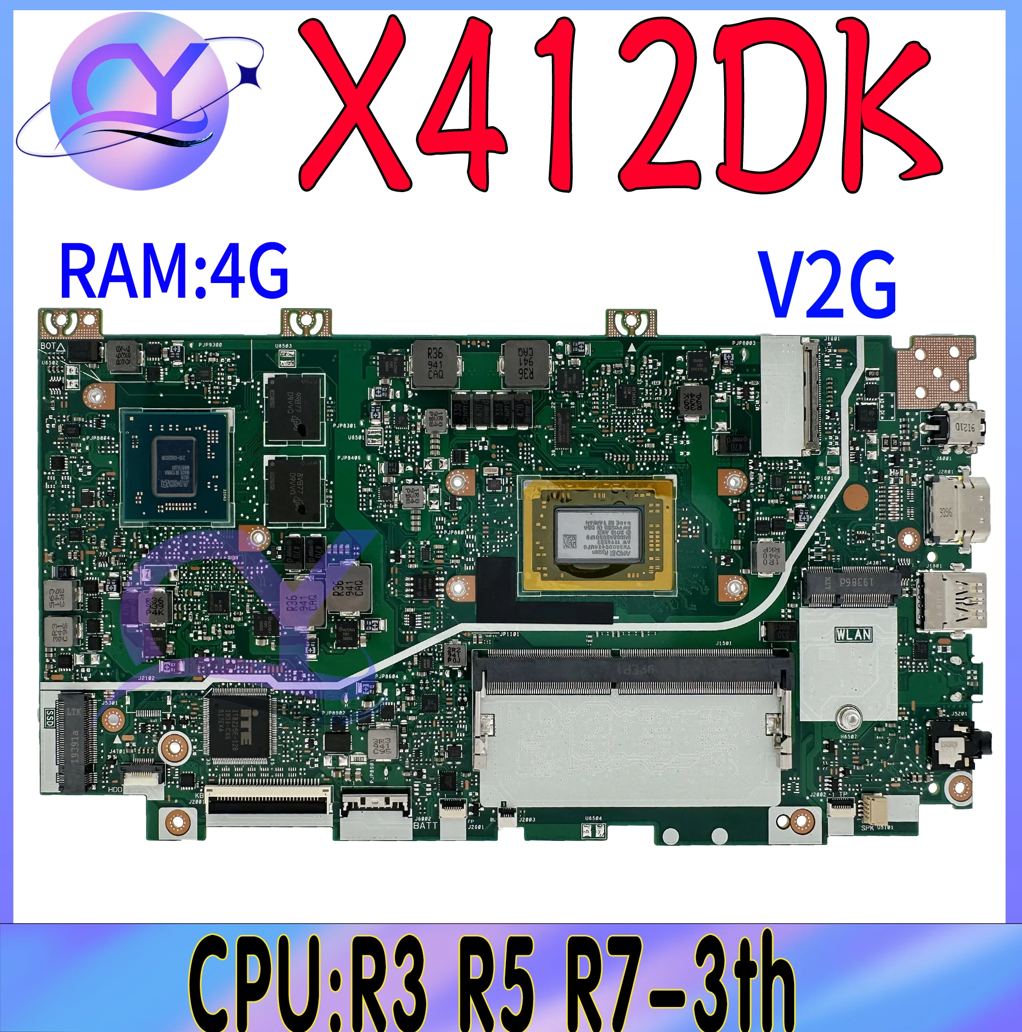 X412DA Mainboard For ASUS X412DK A412D F412D X412D Laptop Motherboard With R3-3200U R5-3500U R7-3700U UMA/V2G 4GB-RAM 100% Test