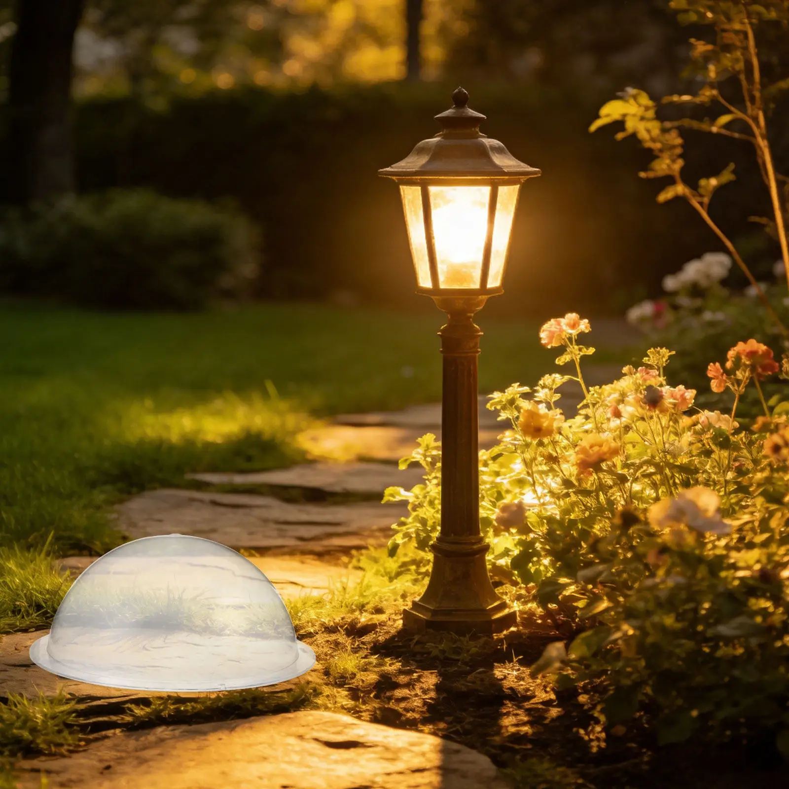 Community Landscape Light Cover Clear Acrylic Shatterproof Round Pathway Lamp Shade Replacement Outdoor Yard Park Lighting 12