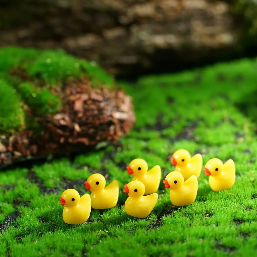 100/50pcs Yellow Duck Ornament Miniature Figures Tiny Duck Resin Handicraft Micro Landscape Decoration view 2