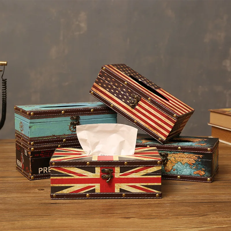 European Retro Tissue Box Home Living Room Coffee Table Napkin Storage Box Bedroom Car Tissue Box Tissue Box Holder