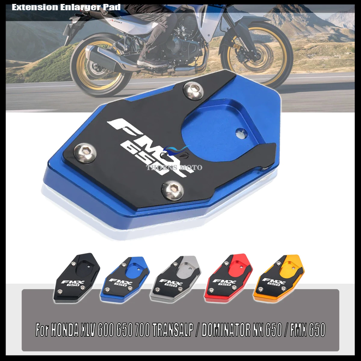 For HONDA XLV 600 650 700 TRANSALP/DOMINATOR NX650 FMX 650 Kickstand Foot Side Stand Extension Pad Support Plate Enlarge Stand view 2