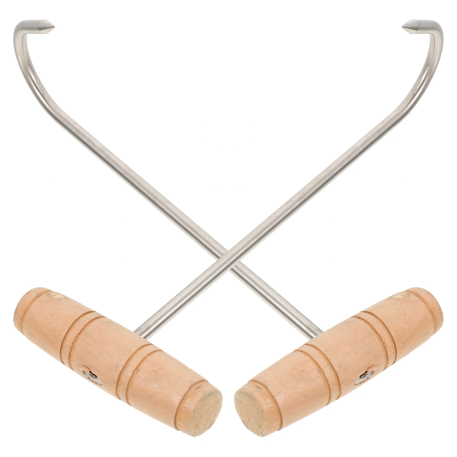 

2Pcs Meat Hooks Stainless Steel Wood Smooth Polished Easy Clean BBQ Camping Parties Grilling Roast Duck Turkey Lifting Hook