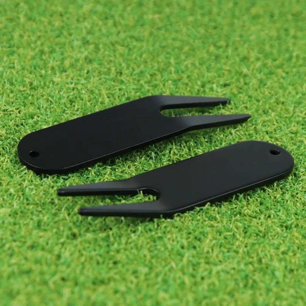 Metal Bending Golf Divot Repair Tool Aluminum alloy Two-Prong Golf Divot Tool Sturdy Hanging Hole Green Divot Fork
