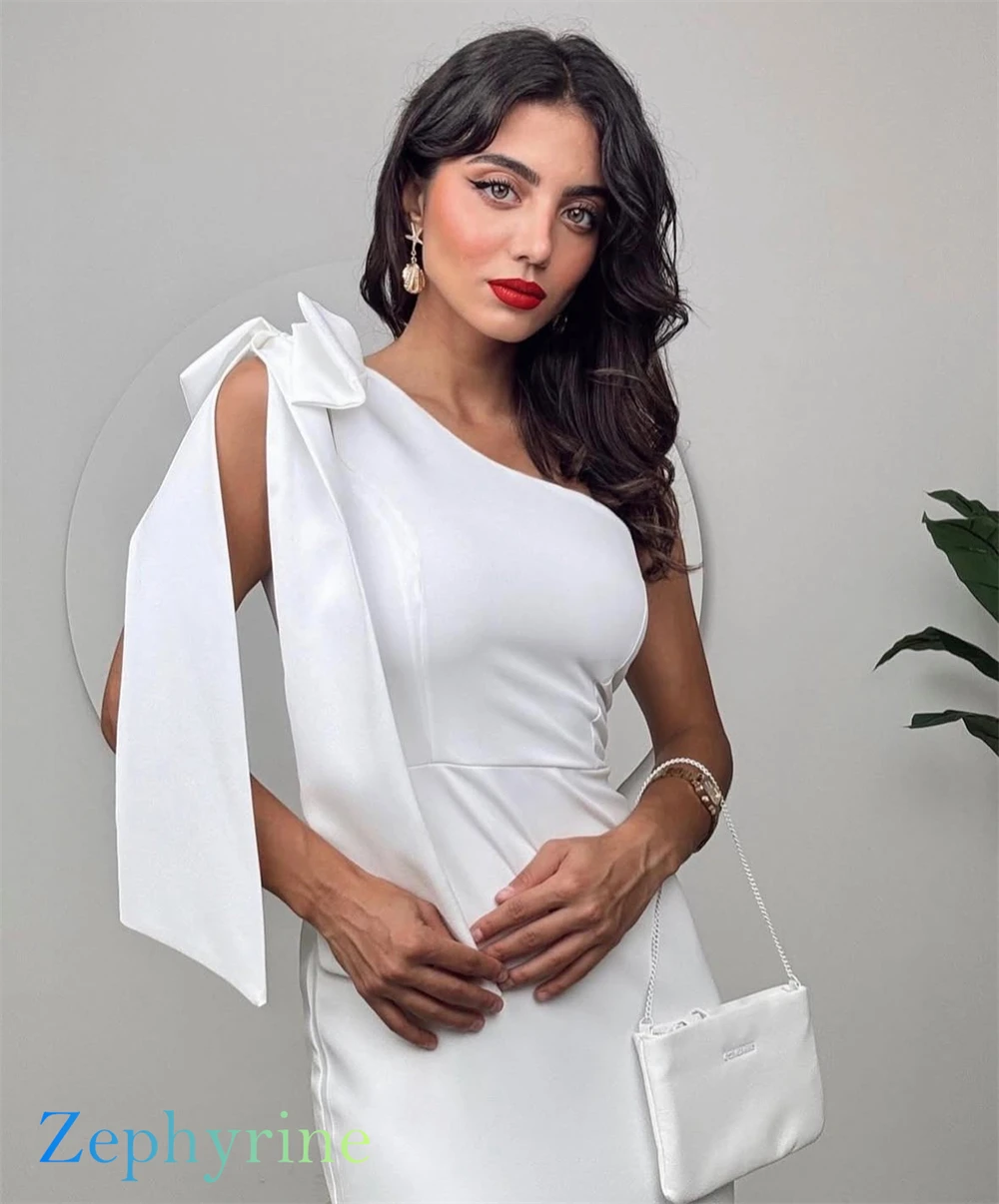 Customized Mermaid Simple White Jersey Evening Dress Exquisite One Shoulder Sleeveless Homecoming Dresses Vestido De Festa