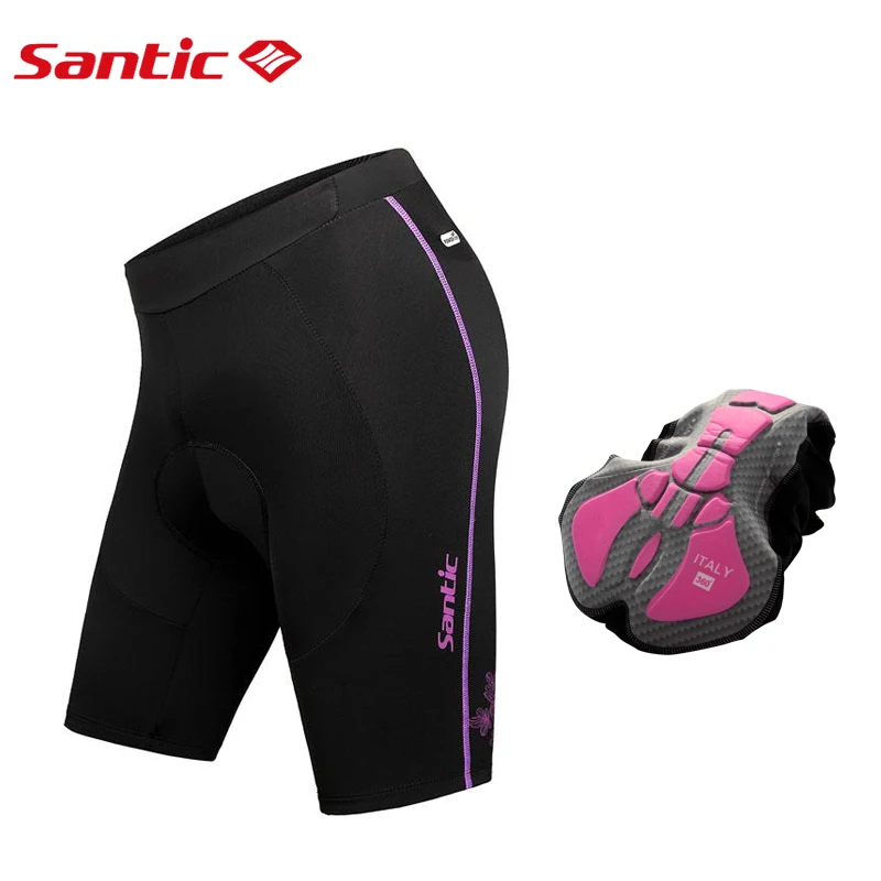 Santic المرأة الدراجات السراويل الصيف تنفس 4D مبطن 1/3 سراويل قصيرة كبيرة تمتد الجبلية/الطريق ركوب الدراجة الرياضية الجوارب القصيرة #5
