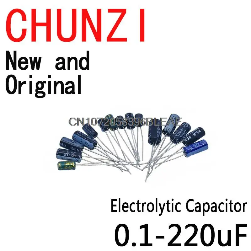 15 Values 200PCS Electrolytic Capacitor Organization Storage 0.1-220uF Capacitors Assortment Box Kit