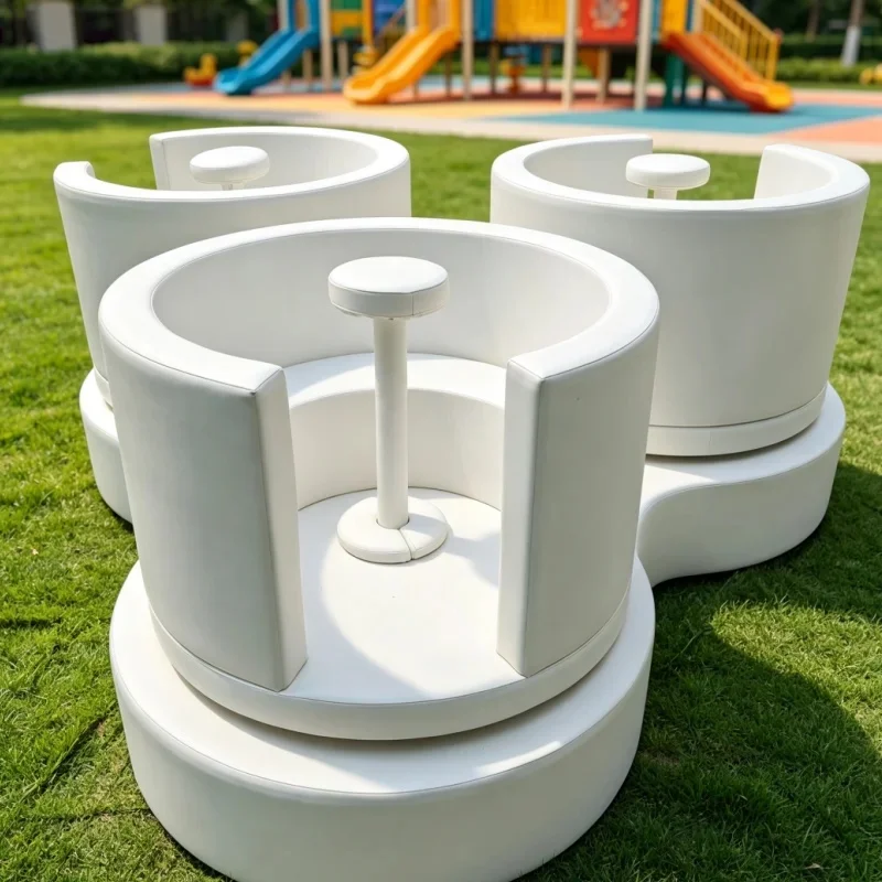 Commercial White Soft Teacup Carousel PU Foam Spinning Electric Cup Merry Go Round for Party Rental