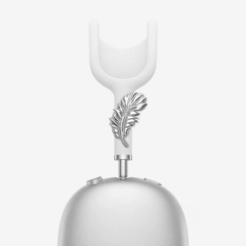 Silver Feather Airpods Max Headphones Headband Decoration Resin Headphone Case Headset Cover Cool Y2K Protective Case