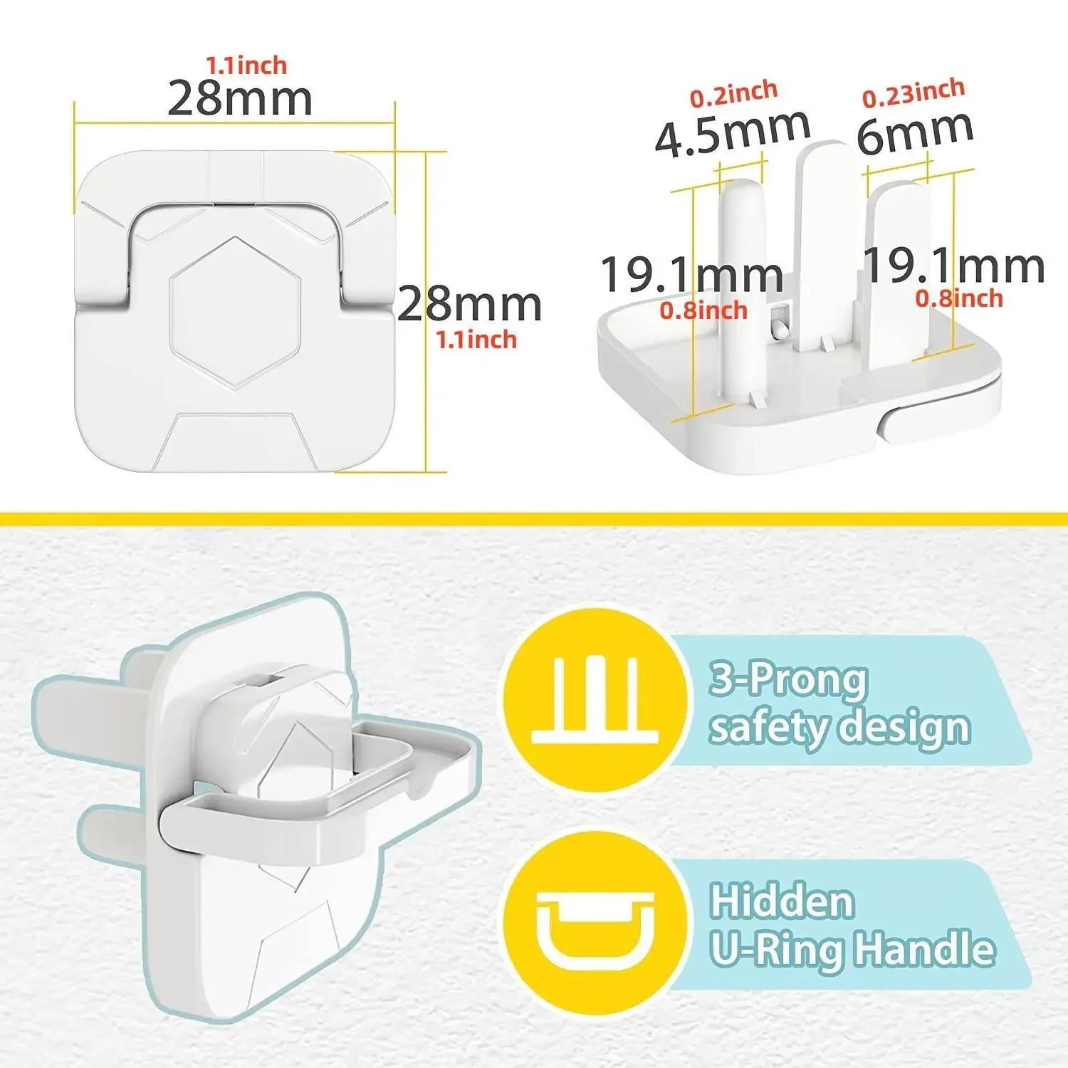 10Pcs/20Pcs US Standard Outlet Covers Baby Proofing Safety -Child Secure Electric Plug Protectors With Hidden Handle Square C39