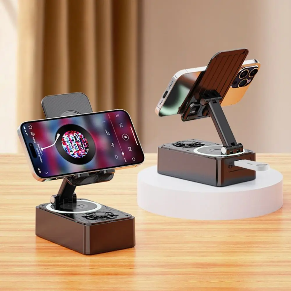 Foldable 3 in 1 Phone Holder Anti-Slip Pads Multi-Function Bluetooth Speaker Phone Stand Rotating Adjustable