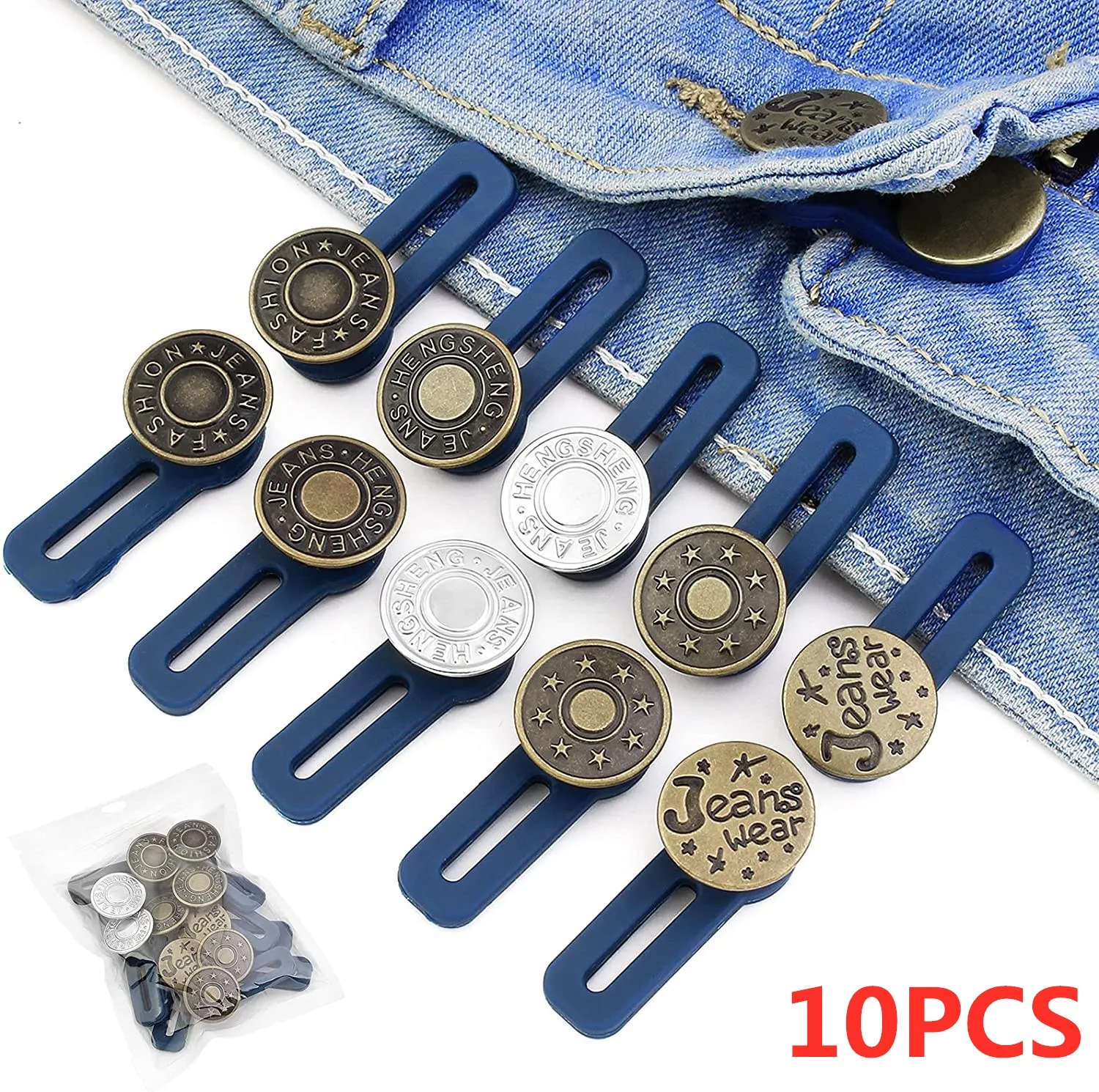 1/5/10PCS Metal Button Extender For Pants Jeans Free Sewing Adjustable Retractable Waist Extenders Button Waistband Expander