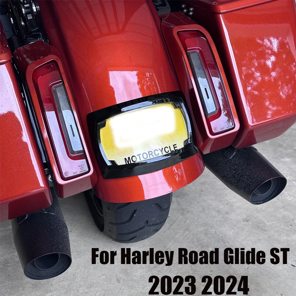 

NEW Motorcycle Curved License Plate Frame Relocation LED Light 2023-2024 For Harley Road Glide ST Electra Glide CVO Street Glid