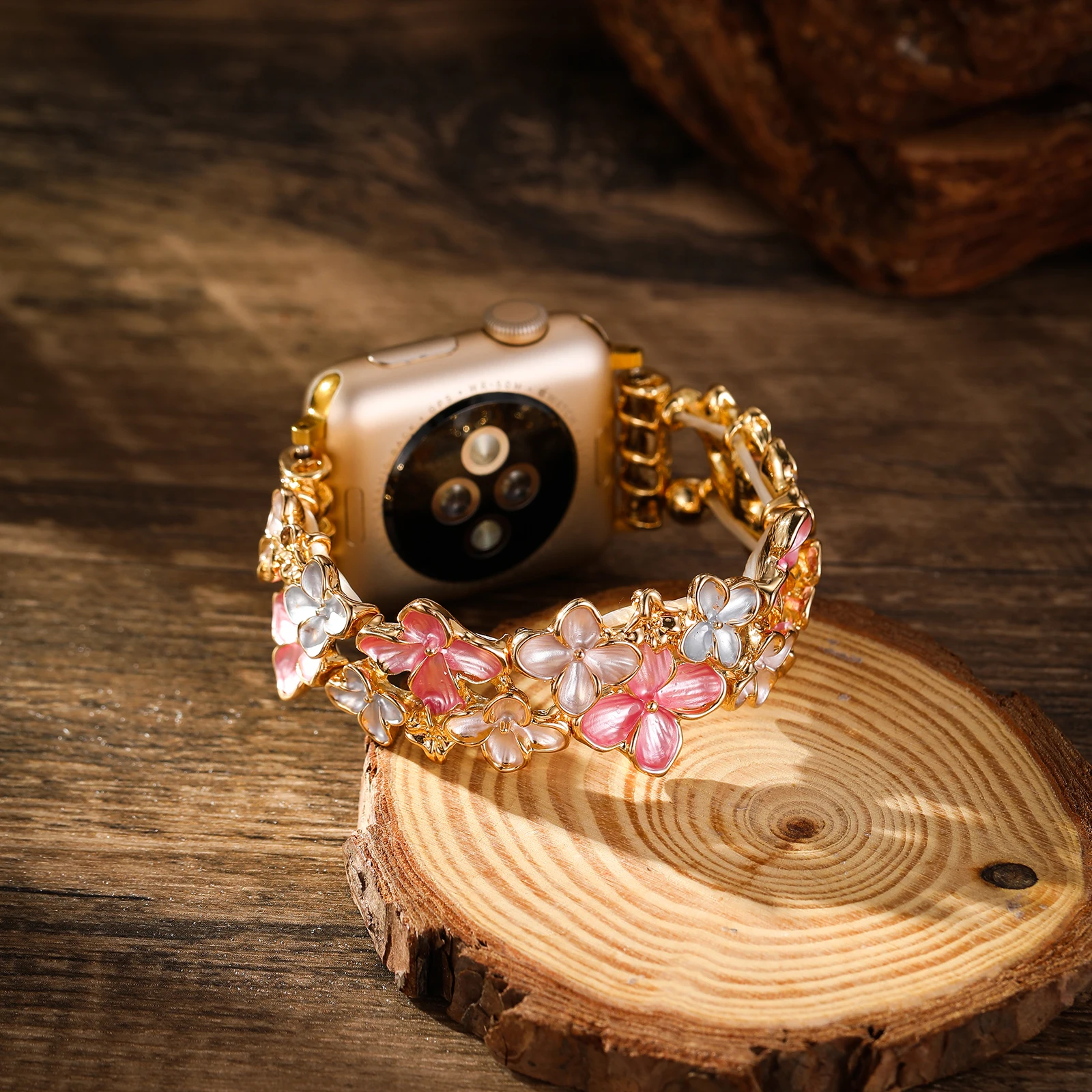 حزام معدني لساعة أبل الفرقة الفتيات زهر الكرز تمتد سوار Iwatch98765SE النساء 40 41 44 45 مللي متر ألوان غير النظامية المعصم