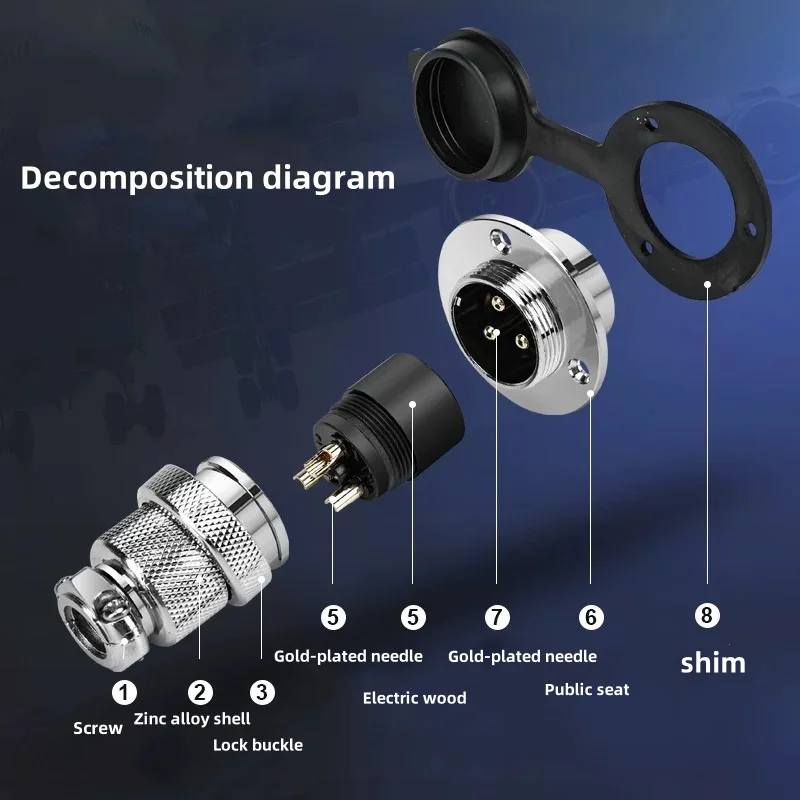 Aviation Plug GX25 M25 Panel fixed Connector With dust Cover Male and Female Plug Socket 2P/3P/4P/5P/6P/7P/8P/9P/10P/12P