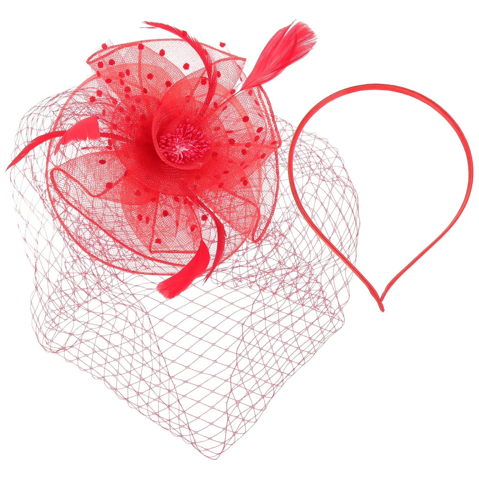 

Women Fascinator Headband Banquet Headdress Hair Accessories Wedding Tea Party Bridal Cosplay Lightweight Mesh Hat For