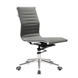 Wholesale Price Metal Frame Armless Revolving Middle Back Leather Office Chair For Reception