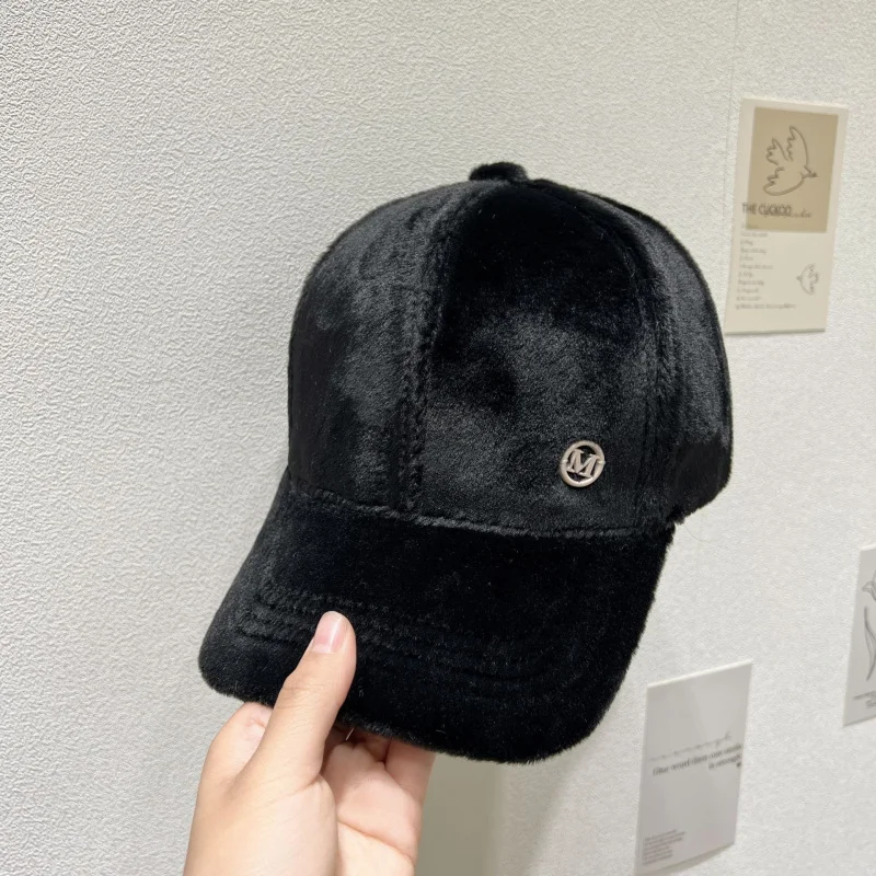Zimowa czapka bejsbolówka z kaczym dziobem, pluszowa, gruba, ocieplana futrem króliczym i futrem norek, damska, wersja koreańska, uniwersalna czapka.