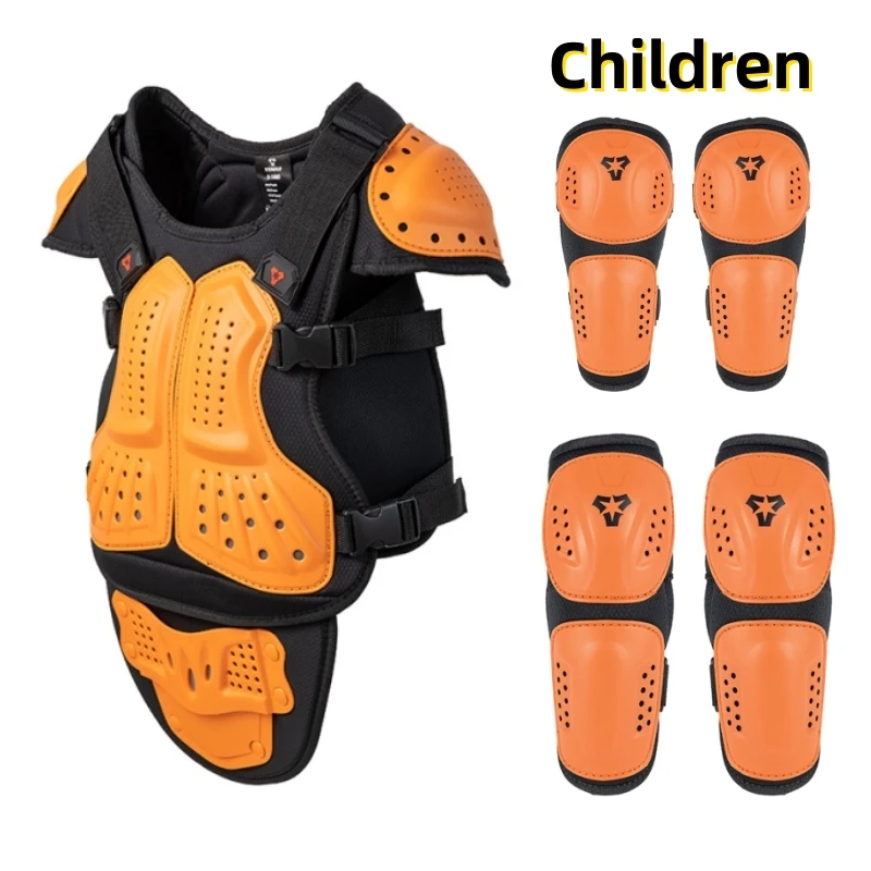 

Children's Full Set Protective Gear Armor Vest Knee And Elbow Pads 5 PCS Kids Motorcycle Cycling Protective Gear